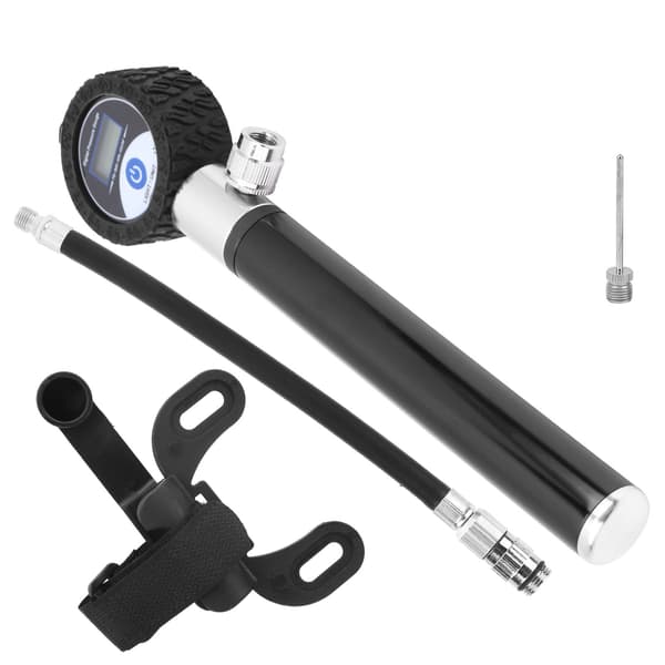 Bärbar cykelluftpump Manuell däckpump 120 PSI Högtrycks LCD digital display Svart