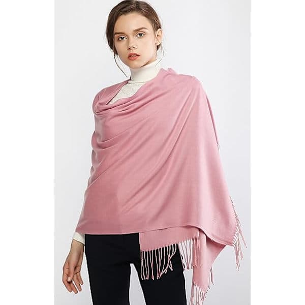 Skjerf, pashmina-sjal og omslag for kvinner, bryllupssjal for kvinner, vinter (rosa)
