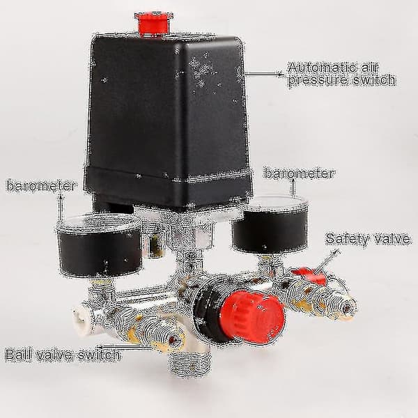 90-120psi Luftkompressor Manifold Regulator Måler Tryk Holdbar Kontaktstyring