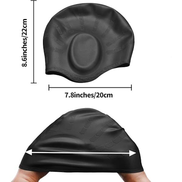 Badehette, badehette ørepropper 3D for kvinner, menn, voksne unisex, barn, tenåringer, silikon vanntett badehette passer langt/kort hår