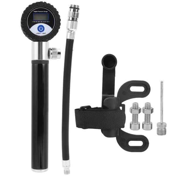 Bärbar cykelluftpump Manuell däckpump 120 PSI Högtrycks LCD digital display Svart