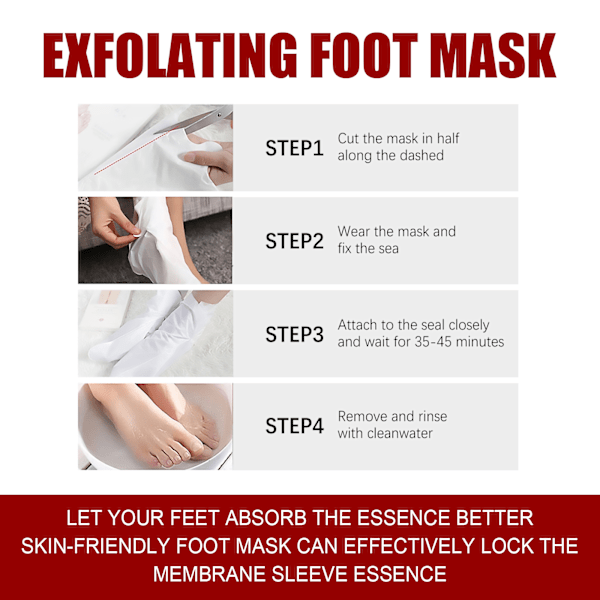 Jaysuing Exfolierande Fotmask, Mjuk Hud För Att Återfukta Förhårdnader För Att Exfoliera Död Hud Återfuktande Fotvård