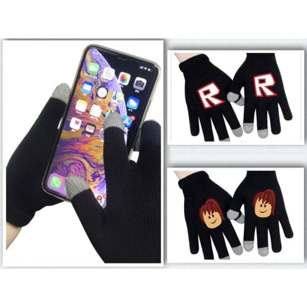Roblox Sorte Strikkede Vanter Med Touch Funktion Touch Vante Sort Model 2