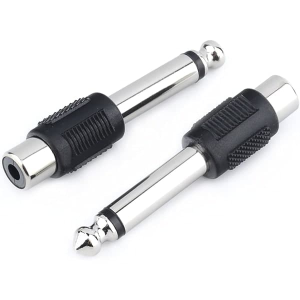 5-pak 6,35 mm han mono jackstik til RCA hun phono stik forgyldt lydadapter