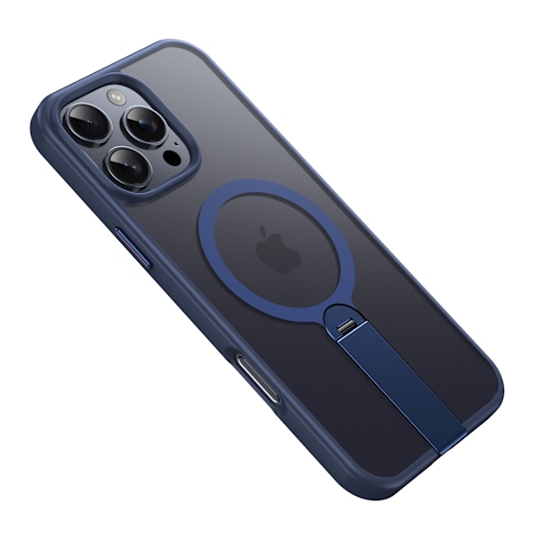 Matt Transparent Magsafe Telefonfodral för iPhone 16 15 14 13 12 Pro Max Plus Aluminiumlegering 360° Roterande Fäste Magnetiskt Skal Blue For iPhone 12 Pro Max
