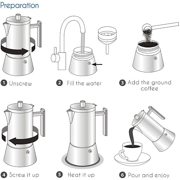 Easyworkz Espressokande i rustfrit stål - Induktions Moka Pot 4 kopper 200 ml 4Cup 6.8oz