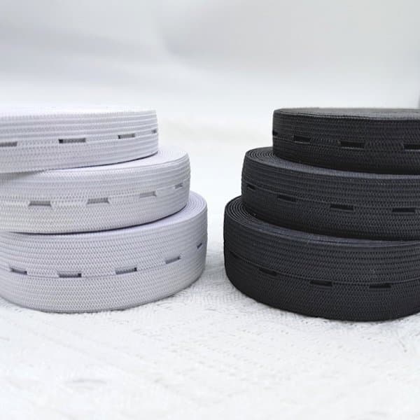 Elastisk knapphullstrikk, praktisk og allsidig svart strikk, bredde: 2,5 cm Bredd: 2,5cm