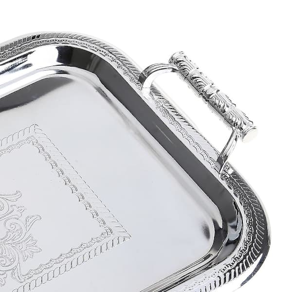 Nordisk serveringsbrett i rustfritt stål med håndtak Elegant rektangulær kaffebar Matholder Dessert Display Plate Decor Gull M Gold M