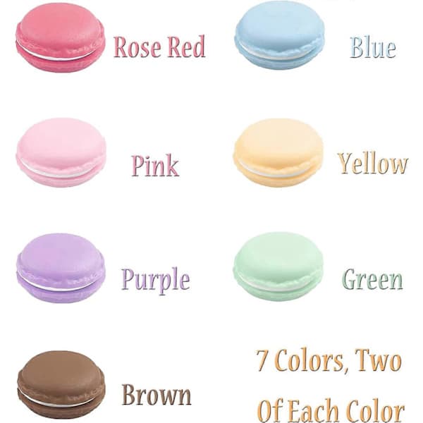 14 stk. Mini Macarons Kunstige Macarons Simulation til Fotorekvisitter, Bageriudstilling - 7 Farver