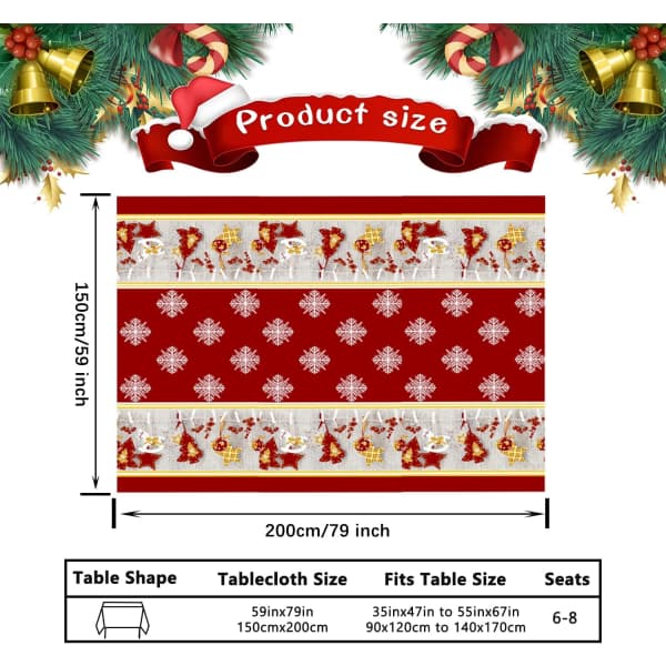 Julbordsduk, 150 x 200 cm Dekorativ Rektangulär Julbordsduk