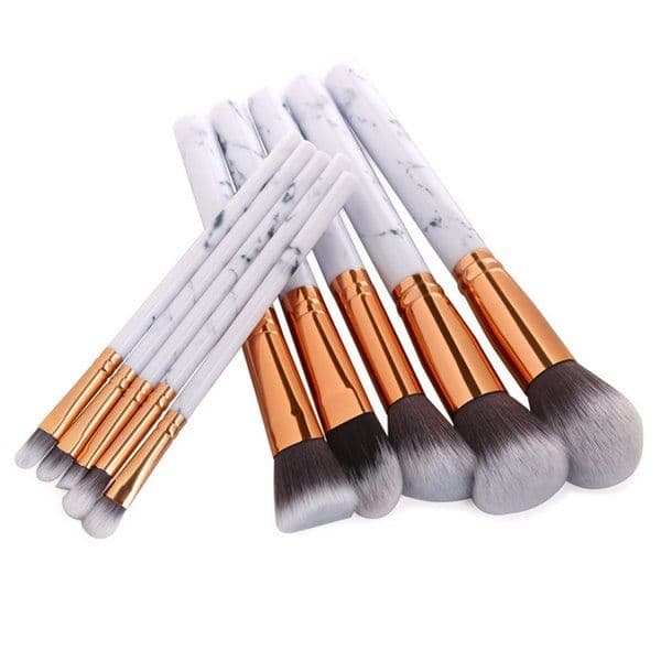10 st professionella sminkborstar, - Marmor