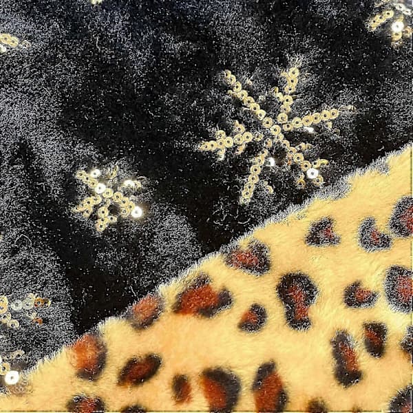 Svart Tomteluva Leopardmönstrad Tomteluva Paljetter Plysch Jul