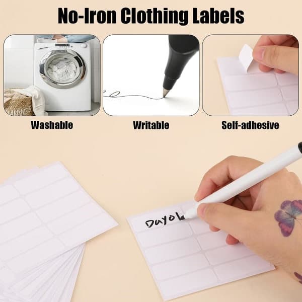 100-pack Easy Iron klädetiketter med 2 pennor (vit)