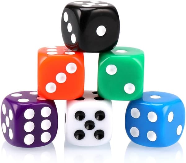 30 Terninger 6-Sided 16mm 6 Farver Spot Terning Sæt til Terningspil