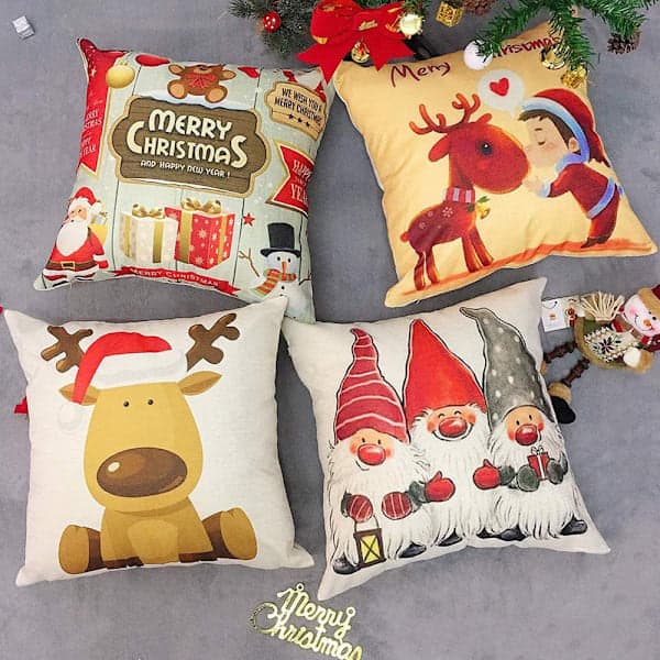 4 stk. 45x45cm Pudebetræk Juledekoration Sofa