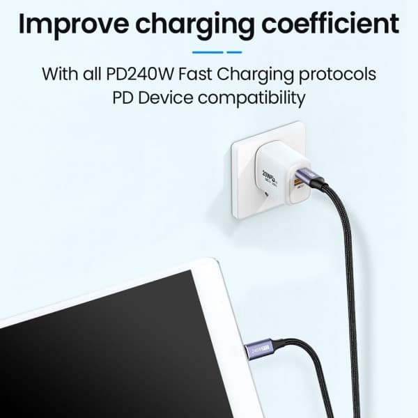USB C Snabbladdningskabel Typ-C Datakabel Svart 2m 2m