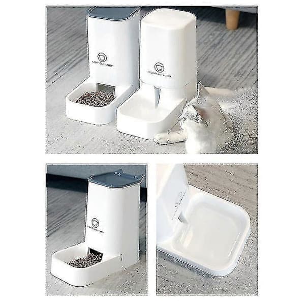 Automatisk foder- og vanddispenser til kæledyr - Automatisk foderdispenser til katte, tørfoder til hunde, vandkop, sæt sort1 black1