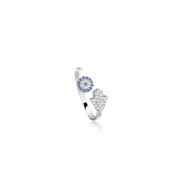 925 sterling sølv djævleøje åben ring design håndflade simpel diamantring Silver