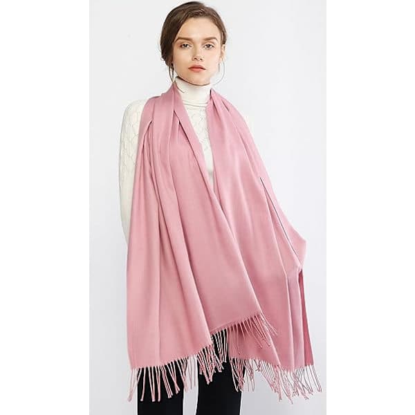 Skjerf, pashmina-sjal og omslag for kvinner, bryllupssjal for kvinner, vinter (rosa)