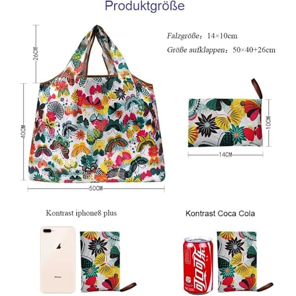 Stor foldbar taske 50*40cm, genanvendelig til shoppingture 50*40cm E E