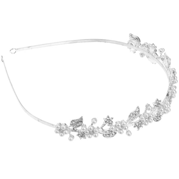 Bröllopstiara/Hårklämma/Hårband med Strass och Pärlor (Silver) (Silver)