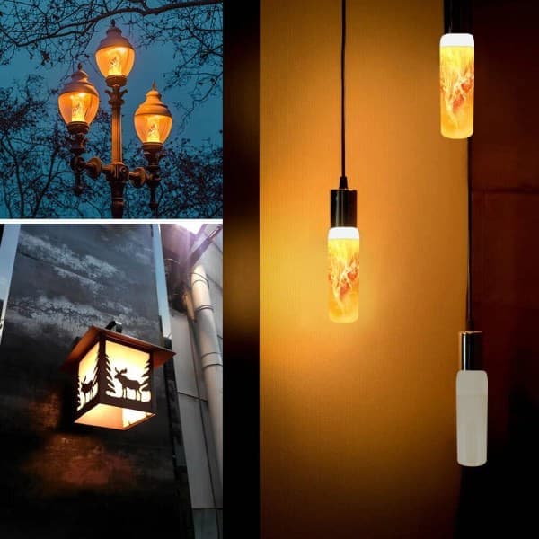 LED-pære med brennende lyseffekt, E14