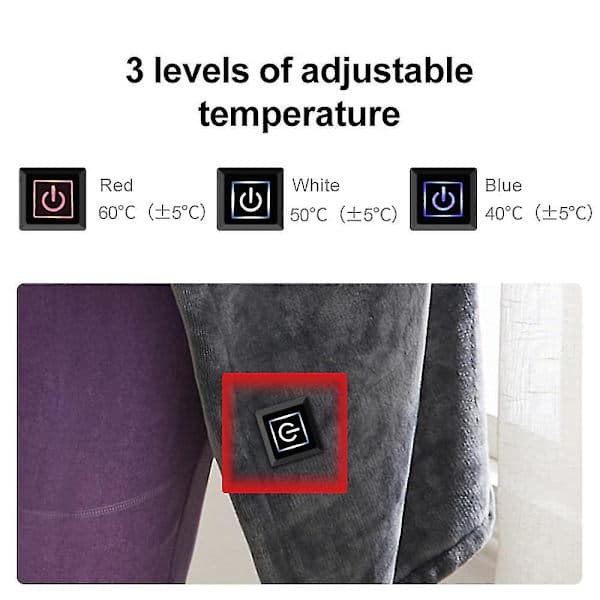 Elektrisk varmetæppe 150 x 85 cm flannel varmetæppe vintervarme