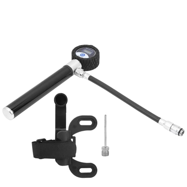 Bärbar cykelluftpump Manuell däckpump 120 PSI Högtrycks LCD digital display Svart
