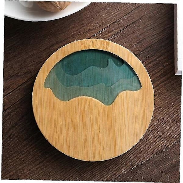 Rund Te-coaster Bambus Epoxy Resin Klar Kunst Håndværk (1 stk)