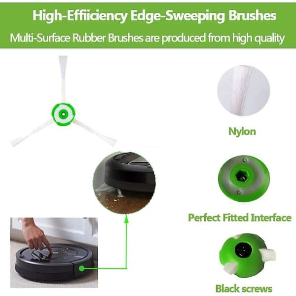 Tilbehørssett for Roomba E5 E6 I3 I3+ I7 J7 J7+ E5154 E5158 Komplett reservedelssett for reservedeler, sidebørster, filtre