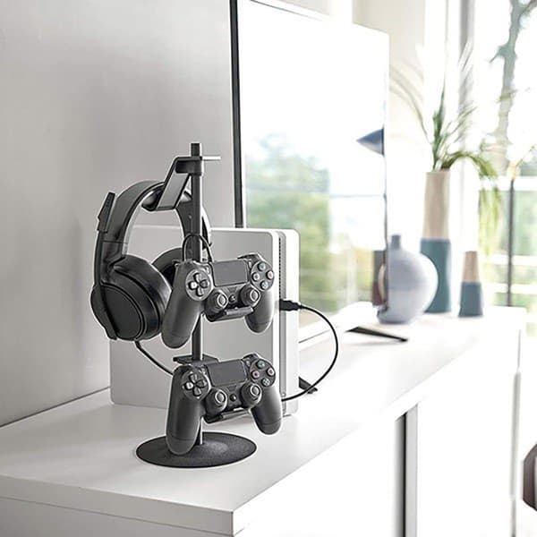 Multi-funktionel hovedtelefonholder stander controller beslag headset organizer rack multi-lags samlingsstation dock base Black triple layer