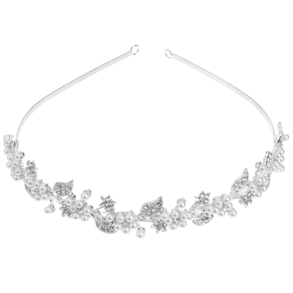 Bröllopstiara/Hårklämma/Hårband med Strass och Pärlor (Silver) (Silver)