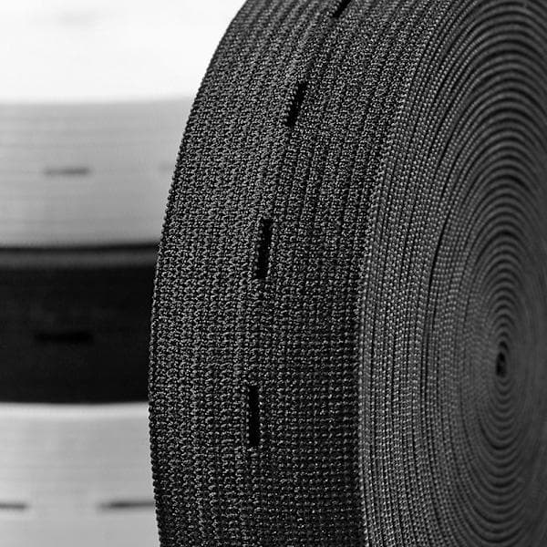 Elastisk Knaphulsbånd Elastikbånd, Praktisk og Alsidig Sort Bredde: 2,5 cm Bredd: 2,5cm