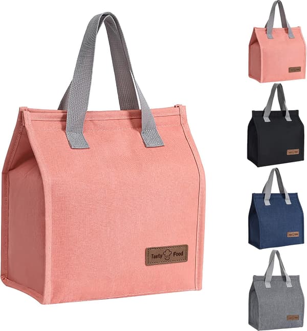 Termisk Matpose, Lunsjpose, Gjenbrukbar Lunsjpose, Termisk Pose for Arbeid, Skole, Reise, Utflukter Pink