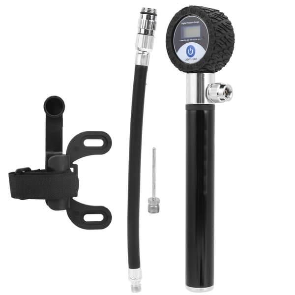 Bärbar cykelluftpump Manuell däckpump 120 PSI Högtrycks LCD digital display Svart