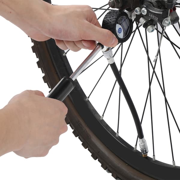 Bärbar cykelluftpump Manuell däckpump 120 PSI Högtrycks LCD digital display Svart