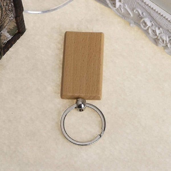 40 tomma rektangulära nyckelringar i trä DIY nyckelringar i trä