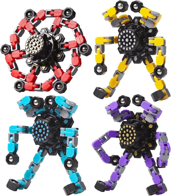 Transformable Fidget Spinners 4 stk. til Børn og Voksne Stress Relief Sensorisk Legetøj til Drenge og Piger Fingerspids Gyro til ADHD Autisme