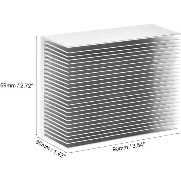 Elektronik Køler Køleplade til LED og Strøm Sølv 90 x 69 x 36 mm