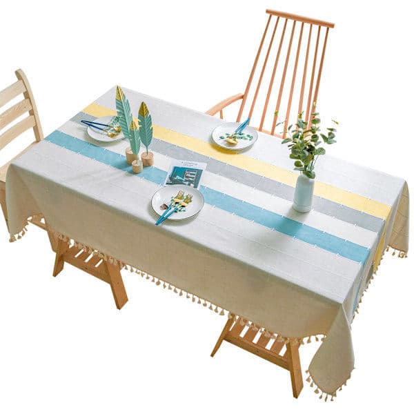 Rektangulær dug i bomuld og hør med kvaster Multicolor 140*220CM 140*220CM