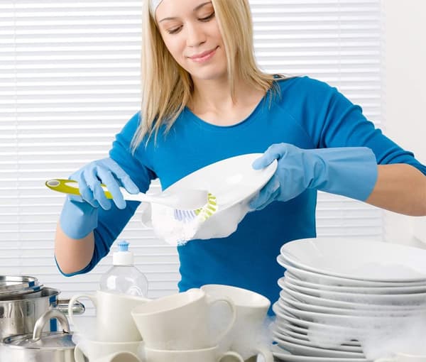 Diskborste för diskbänk, kastrull, panna, skrubbning med hållbara borst, gulgrön 3-pack
