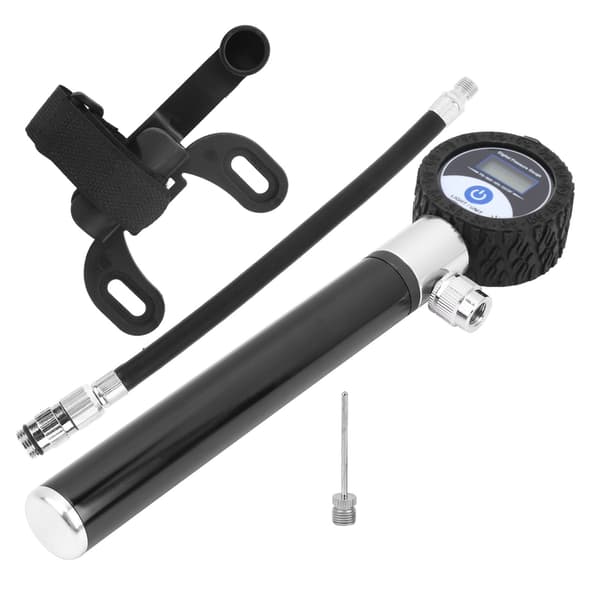 Bärbar cykelluftpump Manuell däckpump 120 PSI Högtrycks LCD digital display Svart