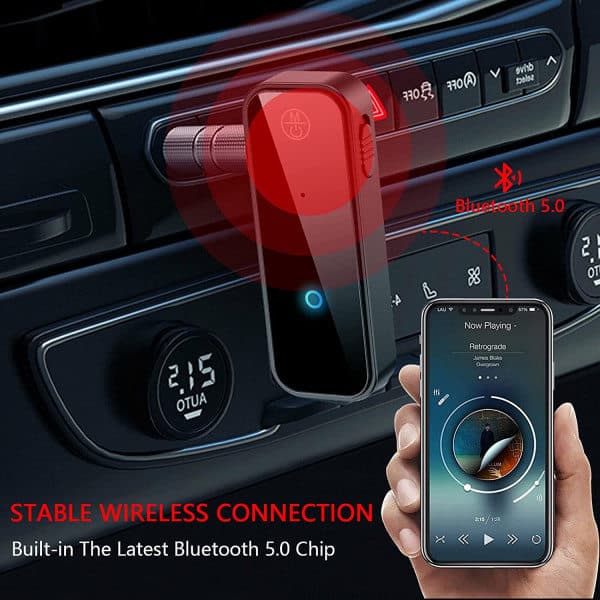 Bluetooth 5.0 mottaker for bil, 3.5mm jack, trådløs, portabel