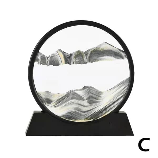 CZQIKEDA Flydende Sand Kunst Billede Sandskaber, 3D Dynamisk Rund San Sort One-size