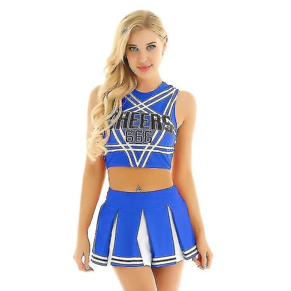cosplay uniform sexiga underkläder cheerleader kostym set Halloween Blue S
