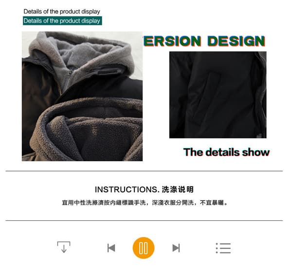Vinterjackor, lös tjock fleece, bomullsvadderade jackor, huvförsedda bomullsvadderade jackor black 7XL