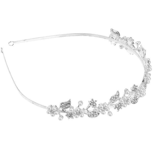 Bröllopstiara/Hårklämma/Hårband med Strass och Pärlor (Silver) (Silver)