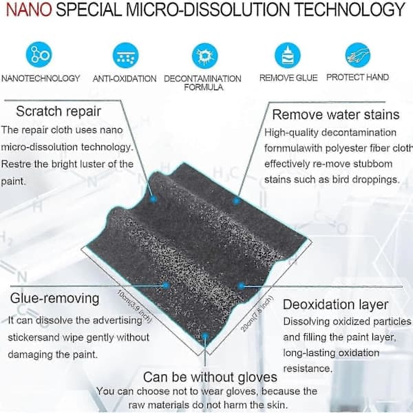 2 stk. Nano Flash Klud til Bilridser, Bil Multifunktionel Ridsefjerner Klud