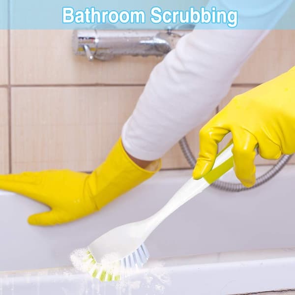 Diskborste för diskbänk, kastrull, panna, skrubbning med hållbara borst, gulgrön 3-pack
