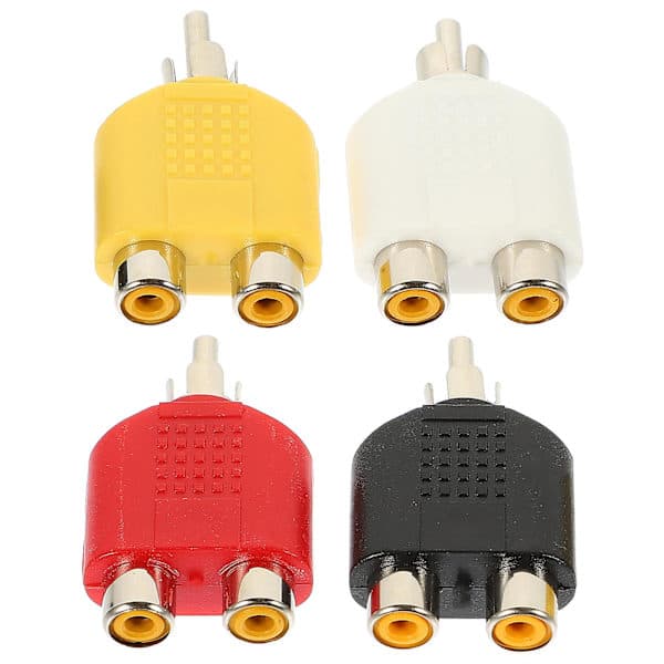 4-pack RCA-jakaja uros - kaksois naaras RCA Y -sovitin Kaksois RCA naaras -sovitin